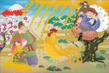 appleone-1000-453-golden-rooster-and-two-lucky-gods-1000-pieces-jigsaw-puzzle