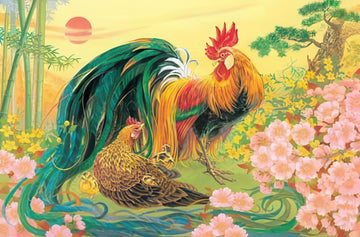 appleone-1000-454-sunrise-and-two-chickens-painting-1000-pieces-jigsaw-puzzle