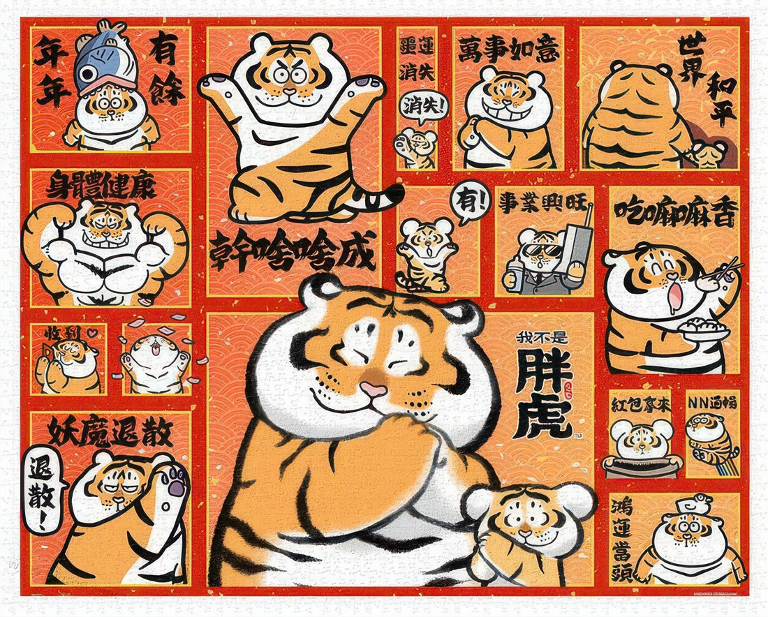 pintoo-h2733-i'm-not-fat-tiger---fortune-rolling-in-2000-pieces-jigsaw-puzzle