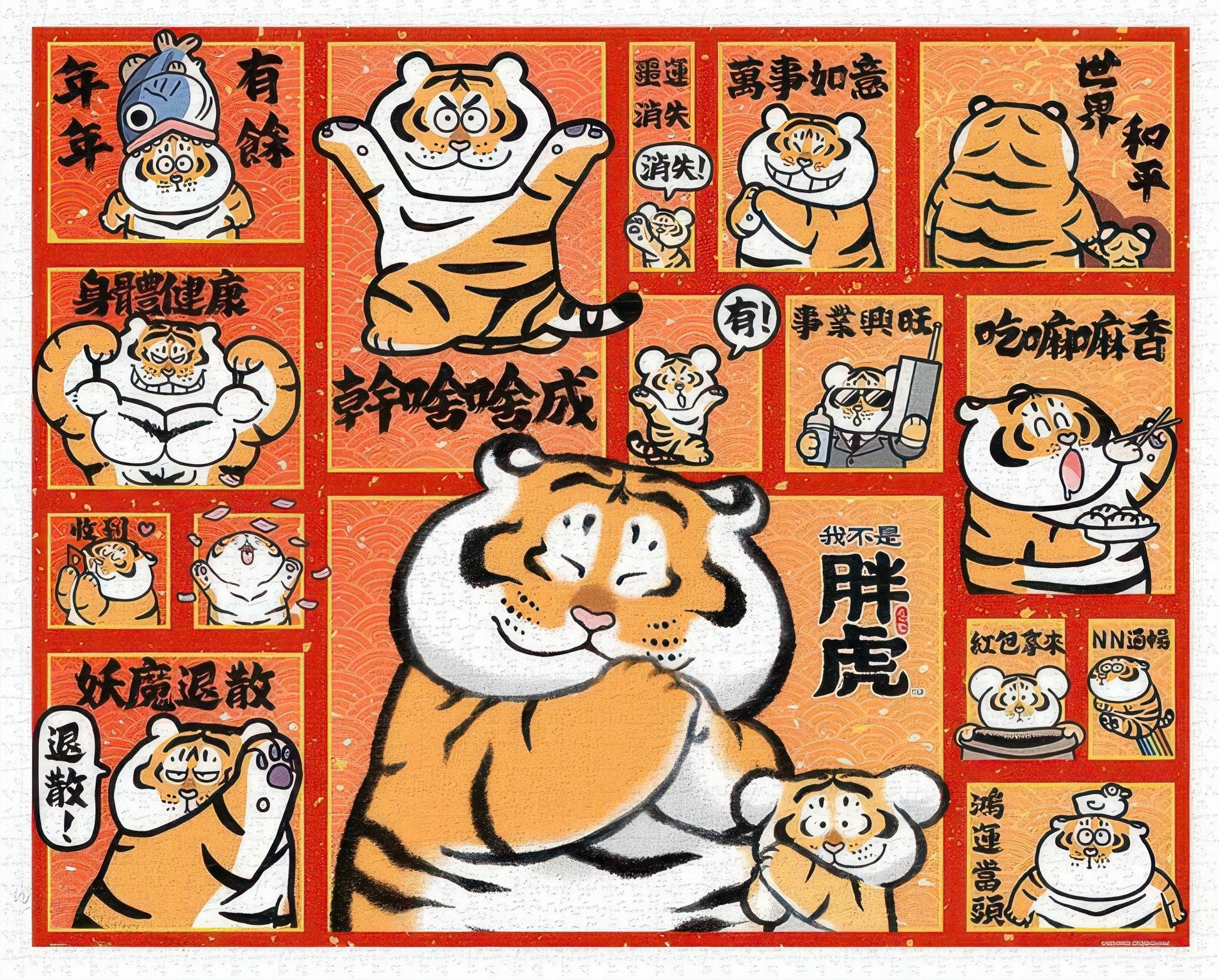 pintoo-h2733-i'm-not-fat-tiger---fortune-rolling-in-2000-pieces-jigsaw-puzzle