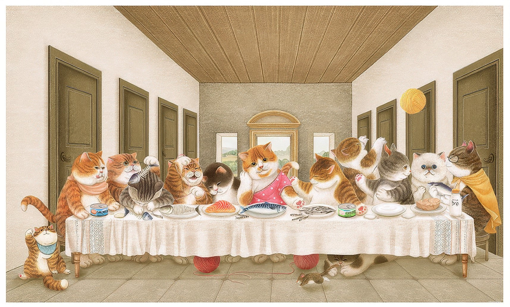 pintoo-h3623-nyangsongi---cats'-last-supper-6000-pieces-jigsaw-puzzle