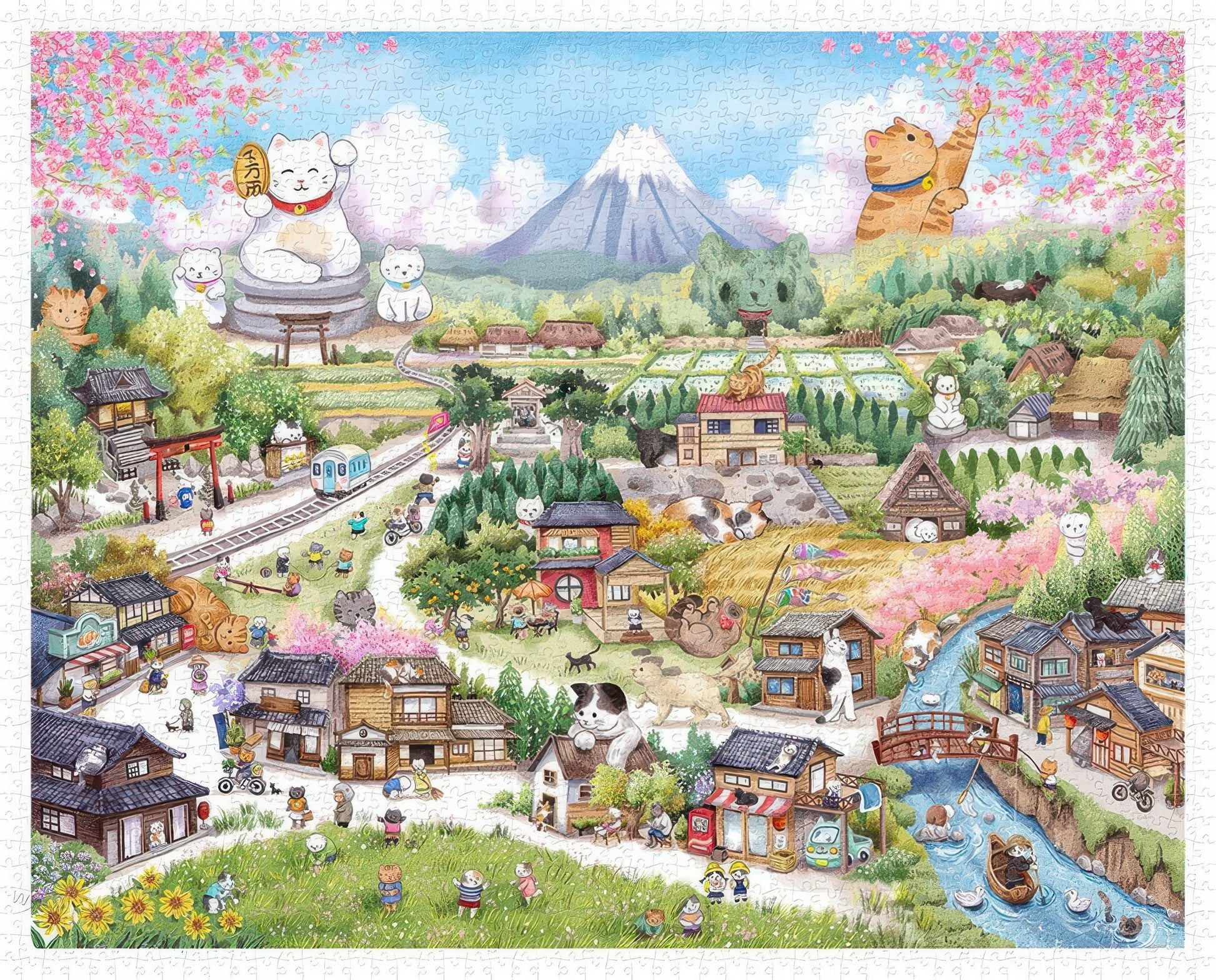 pintoo-h3707-yukan---lucky-cat-village-2000-pieces-jigsaw-puzzle