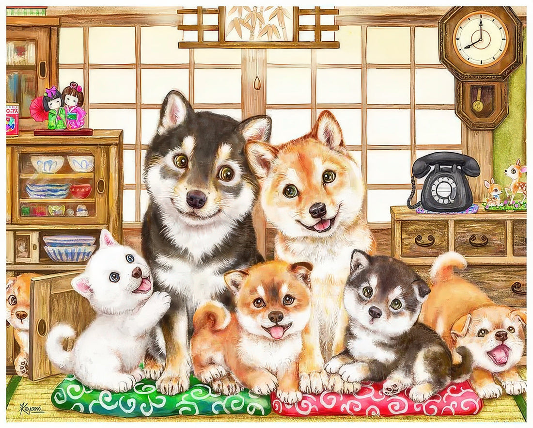 pintoo-h3931-kayomi---shiba-inu-family-8000-pieces-jigsaw-puzzle