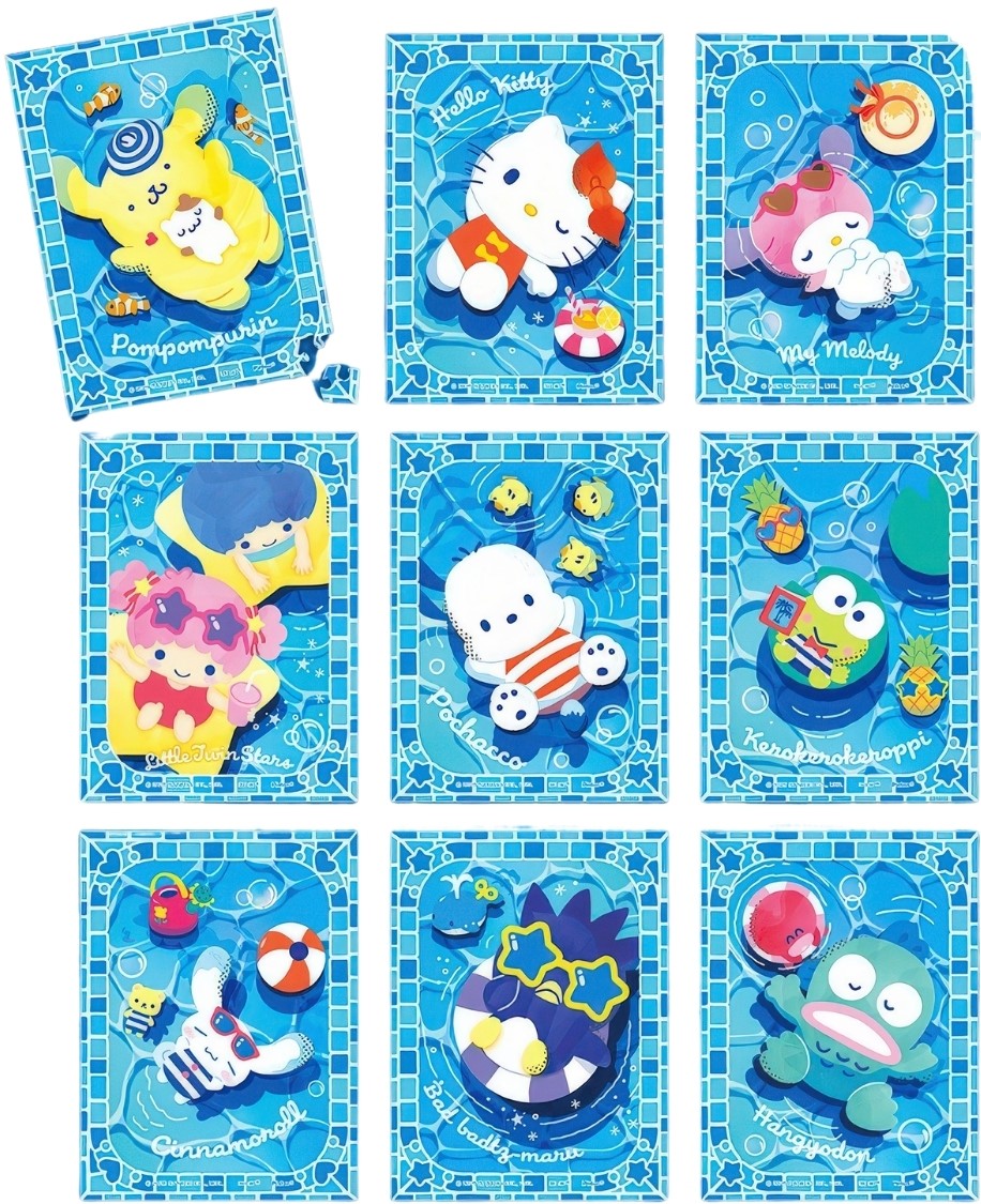 pintoo-q1247-sanrio-series---cool-summer-80-blind-box-10-puzzle-+-frame-set