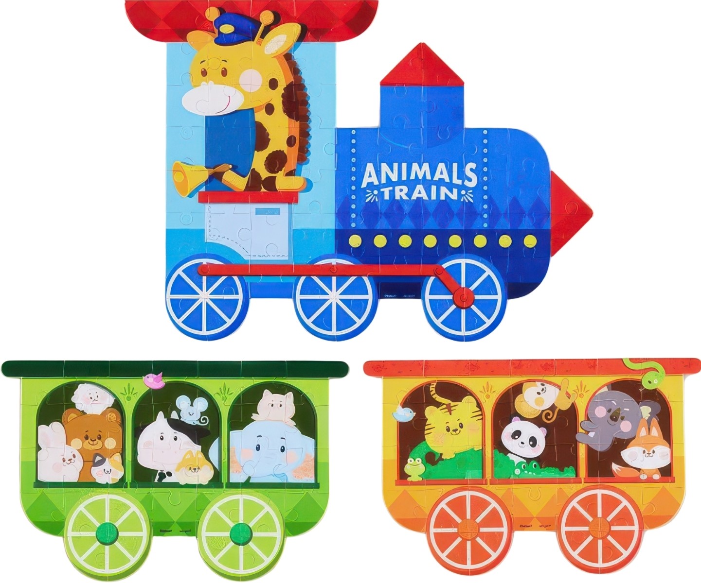 pintoo-t1084-vehicles---animal-train-multipack-3-kids-puzzle