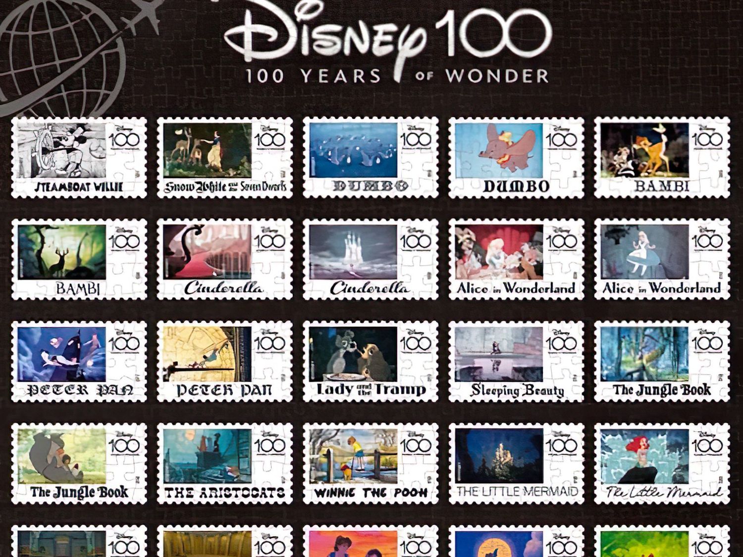 Tenyo • Disney 100 World Stamps　1000 PCS　Jigsaw Puzzle