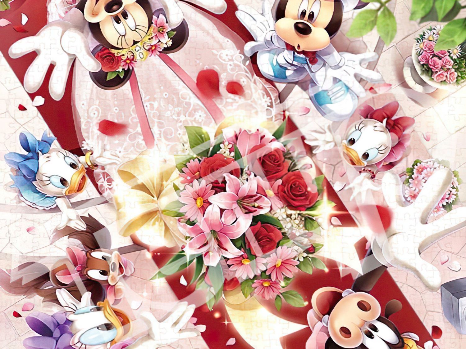 Tenyo • Mickey & Friends • Bouquet of Happiness　1000 PCS　Jigsaw Puzzle