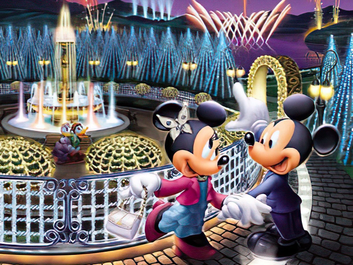 Tenyo • Mickey & Minnie • Fireworks of Love　1000 PCS　Jigsaw Puzzle