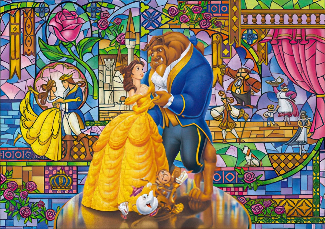 tenyo-d-300-717-stained-glass-of-love-(beauty-and-the-beast)-300-pieces-jigsaw-puzzle