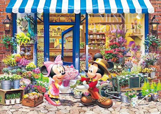 Tenyo • Mickey & Minnie • Minnie's Flower Shop　1000 PCS　Crystal　Jigsaw Puzzle