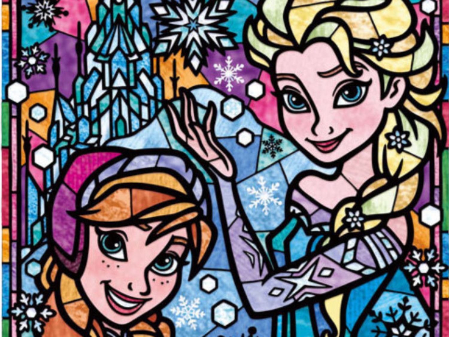 Tenyo • Frozen • Anna & Elsa Stained Glass　266 PCS　Crystal　Jigsaw Puzzle