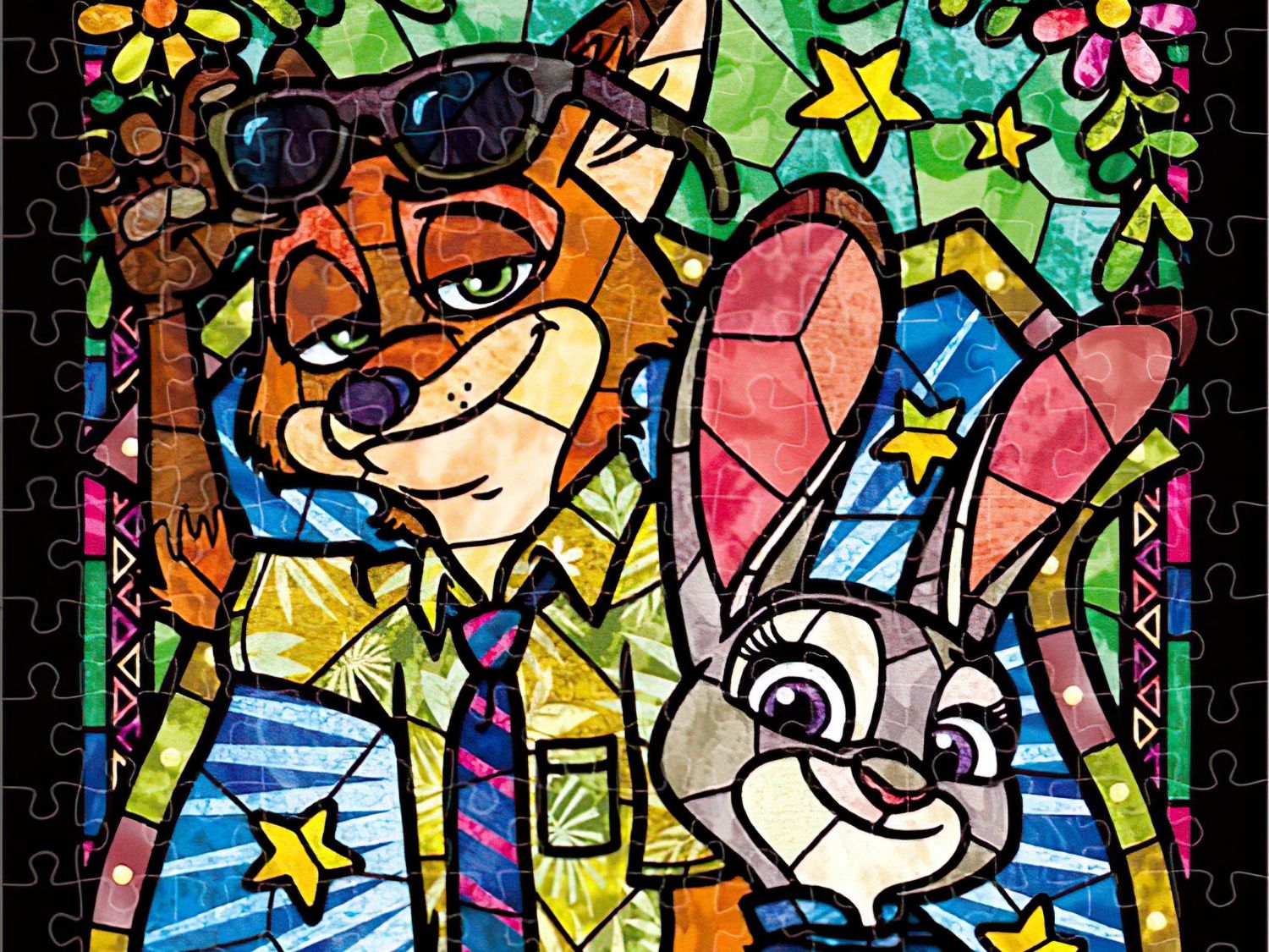 Tenyo • Zootopia • Judy & Nick Stained Glass　266 PCS　Crystal　Jigsaw Puzzle