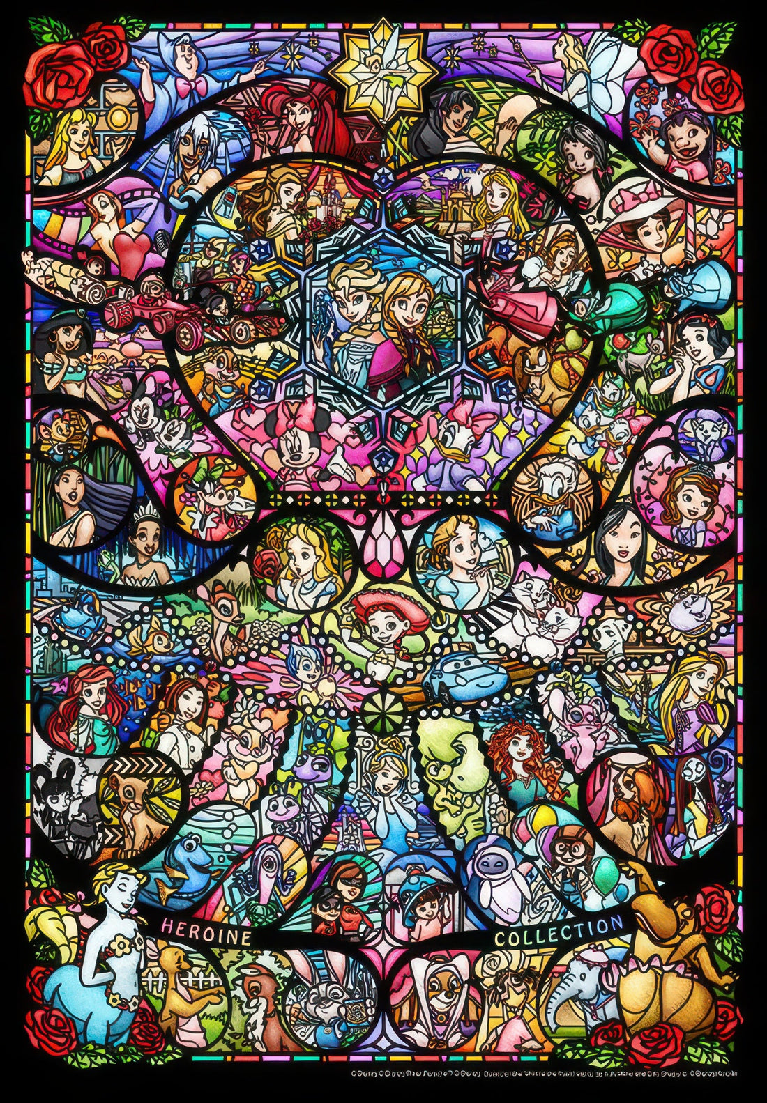 tenyo-dsg-500-489-pixar-heroine-collection-stained-glass-500-pieces-jigsaw-puzzle
